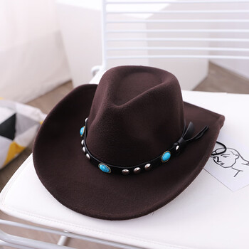 skonwat  大檐礼帽男士秋冬季女大码中老藏族帽子 咖啡色 m(56-58cm)