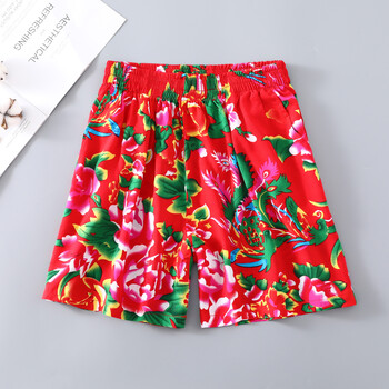 木吻大花布夏款女短裤网红时尚东北花裤衩大裤头薄款宽松外穿休闲裤