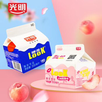 光明look噜渴原味白桃酸牛奶生牛乳发酵奶 噜渴原味 白桃味【每10瓶送