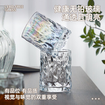 炊大皇玻璃杯时尚潮流酒杯玻璃水杯果汁杯两只装280ml透明色