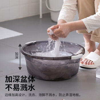 茶花（CHAHUA）塑料脸盆防滑把手洗脸盆洗衣盆大儿童学生宿舍家用