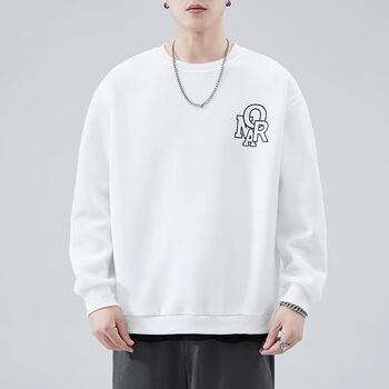 carli冠达男士卫衣新款2023年春秋冬季休闲长袖宽松打底上衣服白色m