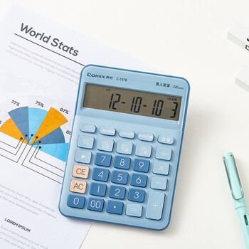 齐心(Comix)语音计算器 12位大屏桌面计算机 办公/学习用品 高颜值简约时尚 蓝C-1376 齐心(Comix)语音计算器 12位大屏桌面计算机 办公/学习用品 高颜值简约时尚 蓝C-1376