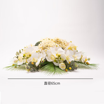 玖纹豹餐桌中间摆放的仿真花酒店大圆转盘装饰摆花桌花生日宴会花艺