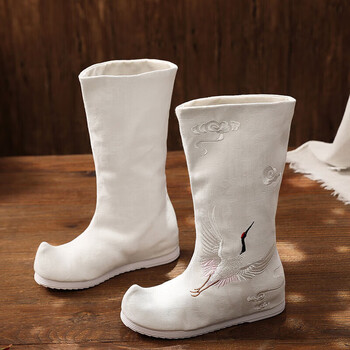 古风鞋子男武侠古装汉服古风靴皂靴内增高长靴男女古代演出配汉服圆领