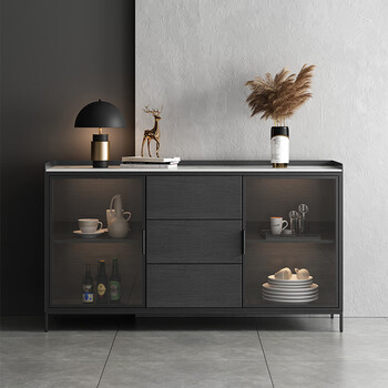 尊上岩板边柜大理石餐现代简约客厅储物柜餐厅酒柜台面茶水柜家用