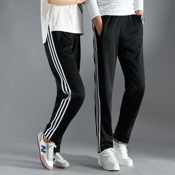 春秋校服裤子初中高中男女学生裤直筒大码宽松三道杠校服裤5828黑色三