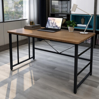 木以成居 电脑桌 书桌 台式家用 简约工业风学习桌写字桌子 原野橡木色+黑色支架LY-4191B