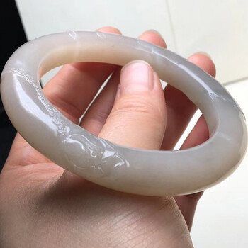 慈心缘和田玉藕粉荷花手镯圈口57711112mm天然和田玉女士玉镯子玉石