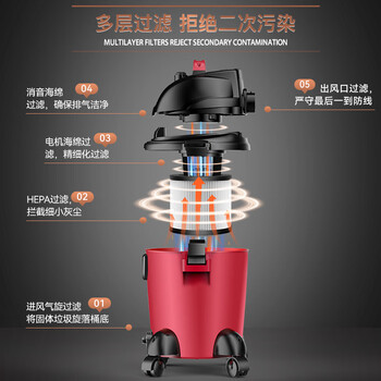 扬子桶式吸尘器家用干湿吹多功能工业峰值2500W大功率大吸力车用商用地毯酒店开荒装修吸尘机YZ-106S