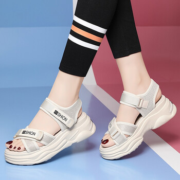 fgacct夏天厚底凉鞋女士防水台魔术贴粘扣韩版学生时尚休闲运动凉鞋