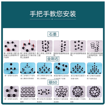 可普大号碳60模型金刚石二氧化硅氯化钠晶体结构c60足球烯模型初高中化学有机分子原子球棍比例搭建