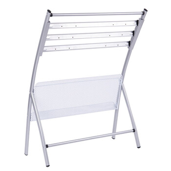 得力(deli)  9301四层商务铝合金夹条报纸架报刊架 图书馆报夹条 宣传展示架 高0.8米【ZY】