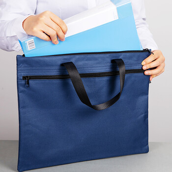 齐心(Comix) 双层手提事务包/拉链袋 蓝 A8158