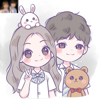 q版定制设计卡通人物照片转漫画人像动漫情侣画约稿 蓝莓风 头像