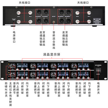 现代（HYUNDAI）U-8S U段一拖八无线话筒会议桌面鹅颈舞台演出KTV演讲主持麦克风（八手持）