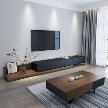 北欧伸缩电视柜简约现代大小户型电视柜茶几组合壁柜吊柜背景墙电视柜