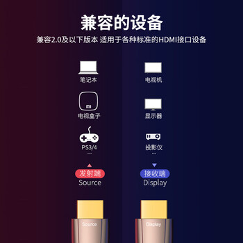 飞利浦(PHILIPS)光纤HDMI线2.0版 4K发烧级高清线 电脑电视投影仪家庭影院3D视频连接线 5米