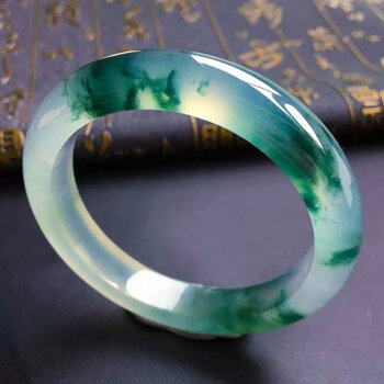 韩生生独龙玉手镯云南高冰飘花大口径 52-54