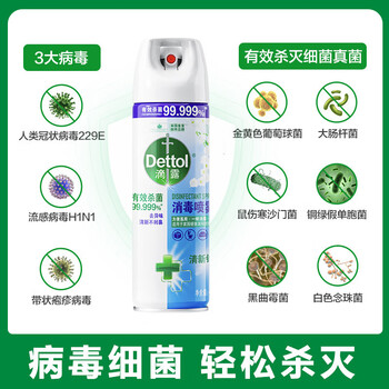 滴露（Dettol）酒精消毒杀菌喷雾 马桶消毒鞋子除臭衣物去味喷雾 清新铃兰454ml
