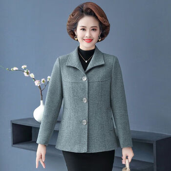 谦桔老人60到70奶奶衣服春天秋装外套加棉加厚秋毛呢中老年外套中年人