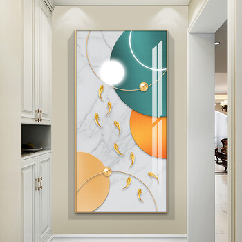 翠佳轻奢入户进门玄关装饰画走廊过道竖版简约现代几何抽象背景墙挂画