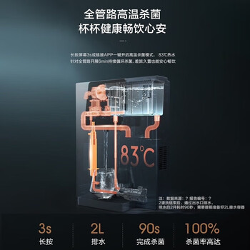 美的壁挂式管线机即热沸腾饮水机秒速加热触控一度调温MG908-R全量适配反渗透净水器 智能触控管线机