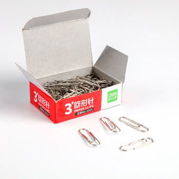 递乐 3#回形针银色金属曲别针办公文具装订专用财务用品100枚/盒 10盒装 2213