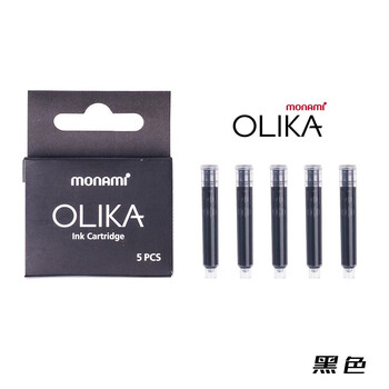 【开学必备】慕那美（monami）OLIKA彩色钢笔墨囊 透明墨胆手账钢笔原配墨囊5支装 黑色02099T