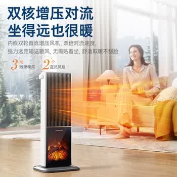 摩飞电器 MR2029 /石墨烯速热暖风机取暖器 客厅卧室远红外低噪柔音可定时电暖器取暖烤火炉 3D火焰特效