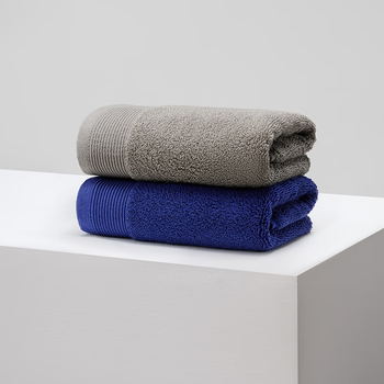京东京造 138g加厚沐兰迪毛巾 10A抗菌除螨 纯棉全棉男士洗脸巾 2条 蓝+灰