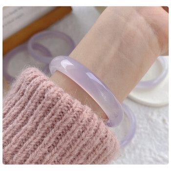 北欧传说天然荔枝冻玛瑙手镯高冰透紫色玉髓叮当镯女古风轻奢小白冰飘