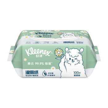 舒洁湿厕纸100抽*3包家庭装洋甘菊+芦荟精华洁厕湿巾湿纸巾厕纸