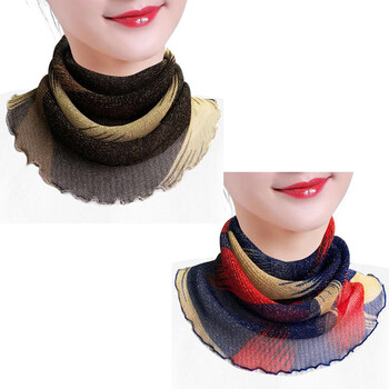 护颈套小围脖女套头夏季防晒面纱薄款百变丝巾护脖子多功纱巾彩带藏青