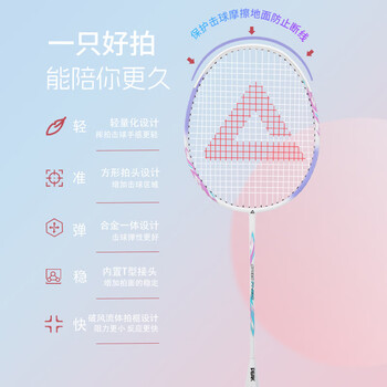 匹克羽毛球拍超轻一体高弹成人学生专业耐打【白绿双拍+6羽毛球套装】