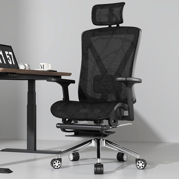 伯力斯人体工学椅多功能久坐舒适办公椅可躺午休电脑椅电竞椅0815T黑