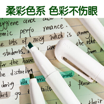 得力(deli)口袋荧光笔轻氧山谷色系 学生考试划重点复习办公手账笔记涂鸦DIY装饰 4支/盒 SK184