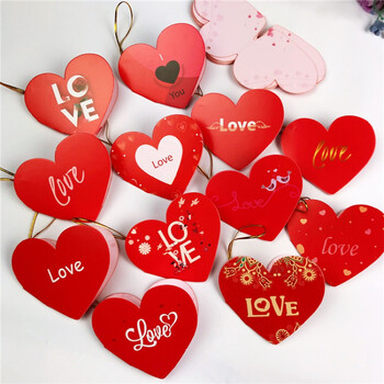 爱心卡片心形创意新年贺卡生日祝福小卡片留言卡贺卡 红色 love(金丝