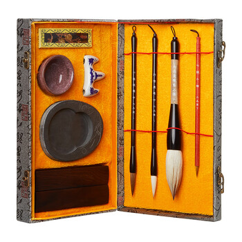 六品书院 文房四宝套装笔墨纸砚台礼盒成人毛笔字帖书法入门镇尺狼兼毫斗笔德才兼备套装11件套 六品书院 文房四宝套装笔墨纸砚台礼盒成人毛笔字帖书法入门镇尺狼兼毫斗笔德才兼备套装11件套