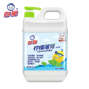 白猫 柠檬薄荷洗洁精5kg A类食品用祛油除腥青柠薄荷香洗洁精