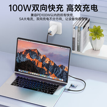 优籁特优籁特Type-c全功能USB3.1Gen2二合一双接口PD快充高清投屏苹果电脑硬盘盒10Gbps数据传输线1米