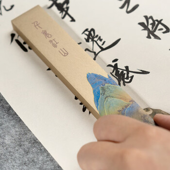 張小鳳镇尺纸镇纸毛笔文房四宝压纸镇尺书法礼物镇尺黄铜书法摆件送礼 千里江山镇尺 0.8cm 礼盒款