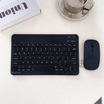 无线蓝牙平板键盘ipad电脑手机外接鼠标安卓通用 黑色(键盘 鼠标套装)