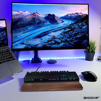 宜适酷新胡桃木104键键盘托实木机械键盘手托98键电脑掌托鼠标垫护腕垫电竞木质腕托108键大号9717