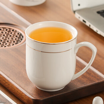 洁雅杰陶瓷茶杯 带盖水杯子(350ml)陶瓷茶杯陶瓷办公杯 贵族杯