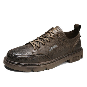 jeep吉普商务休闲皮鞋低帮马丁靴耐磨鞋子男cdrb8860卡其色39