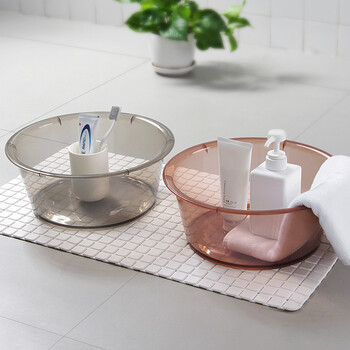 富居透明洗脸盆27cm洗衣盆塑料加厚洗脚盆洗菜盆子(小号）