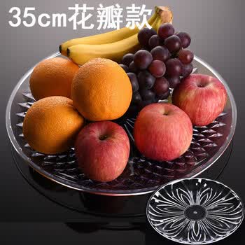 诵诎力透明塑料果盘糖果盘干果水果盘瓜子盘ktv小吃碟家用 35cm.