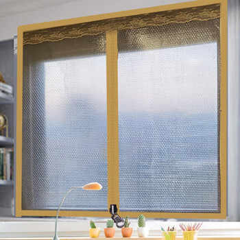 窗帘防寒防冻气泡膜隔断保温挡冷塑料布透明帘加厚气泡膜拉链款宽120