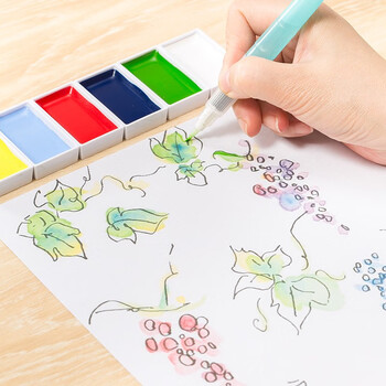 吴竹（KURETAKE）进口固体水彩颜彩2020若叶6色+笔套装MC23/2S